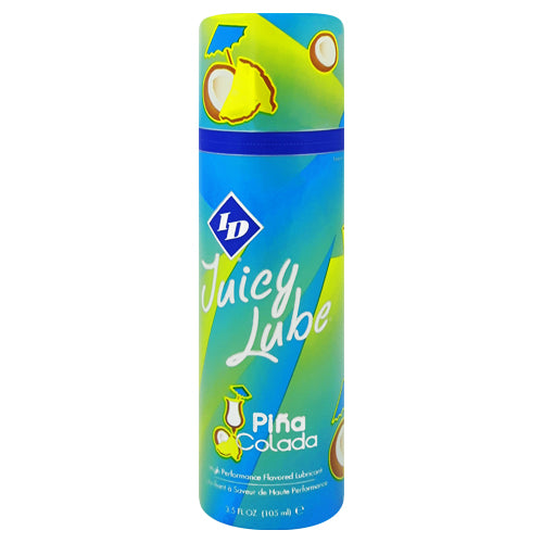 ID Juicy Pina Colada 105ml water-based personal lubricant bottle with tropical design.