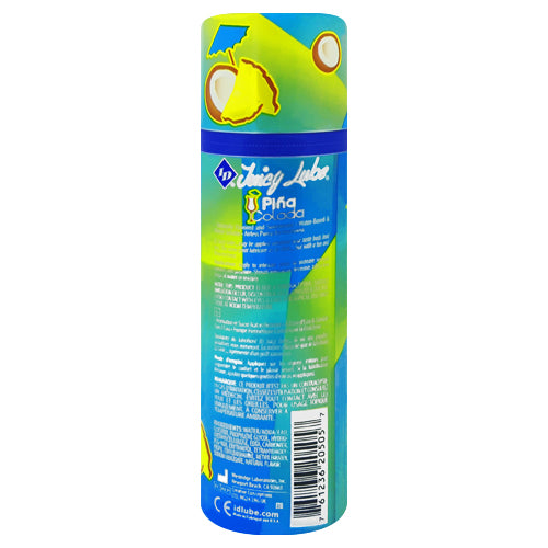 ID Juicy Pina Colada 105ml water-based personal lubricant bottle with tropical design.