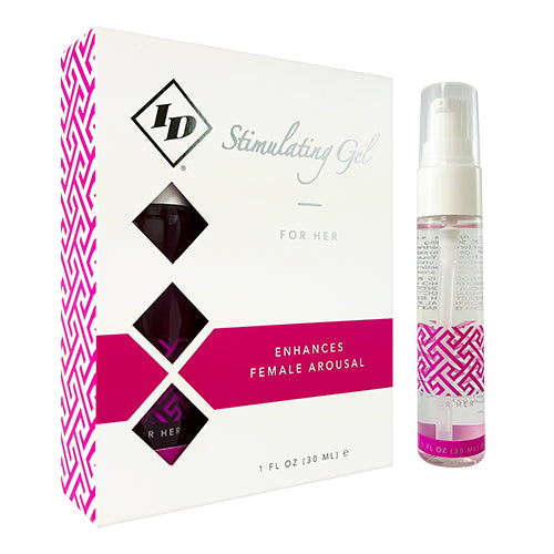 ID Stimulating Female Arousal Gel 30ml bottle with a sleek design, showcasing its natural ingredients and water-based formula.