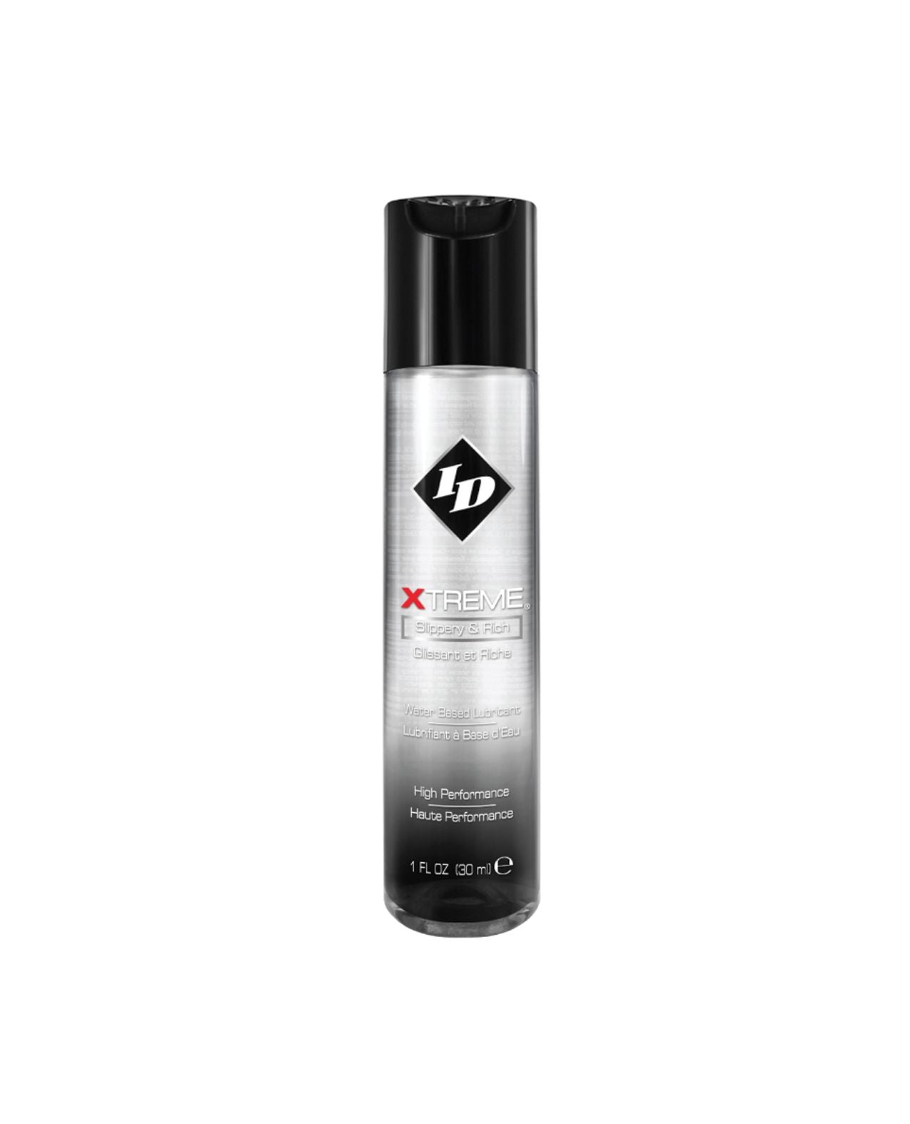 ID Xtreme personal lubricant bottle with a sleek design, showcasing its high-performance features for intense activities.