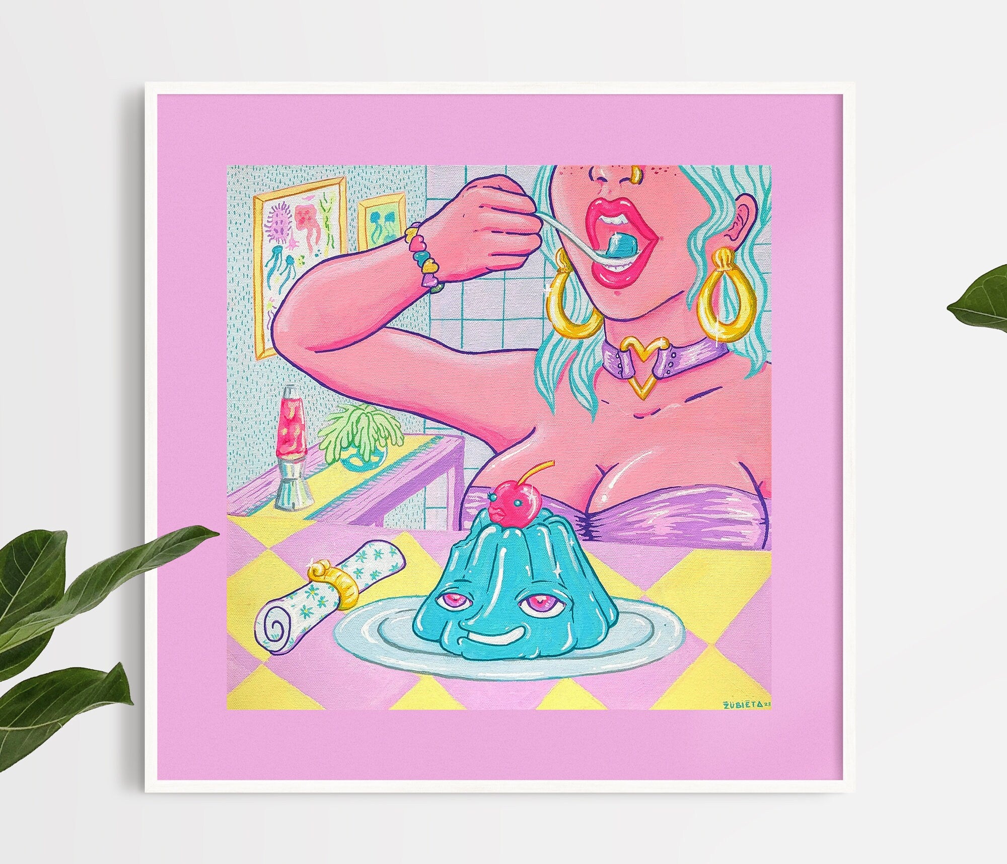 Limited edition Jelly Queen giclee print on high-quality art paper, featuring vibrant colors and intricate details, hand-signed by the artist.