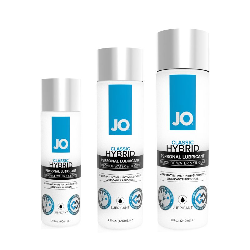 JO Classic Hybrid Original lubricant bottle showcasing its sleek design and hybrid formula.