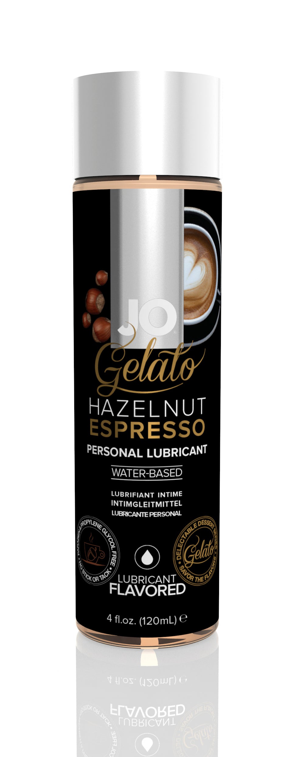 Hazelnut espresso personal lubricant bottle.