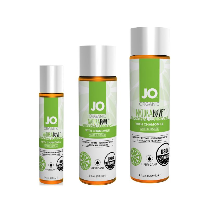 JO USDA Organic Original Natural Love lubricant bottle with natural extracts and organic certification.