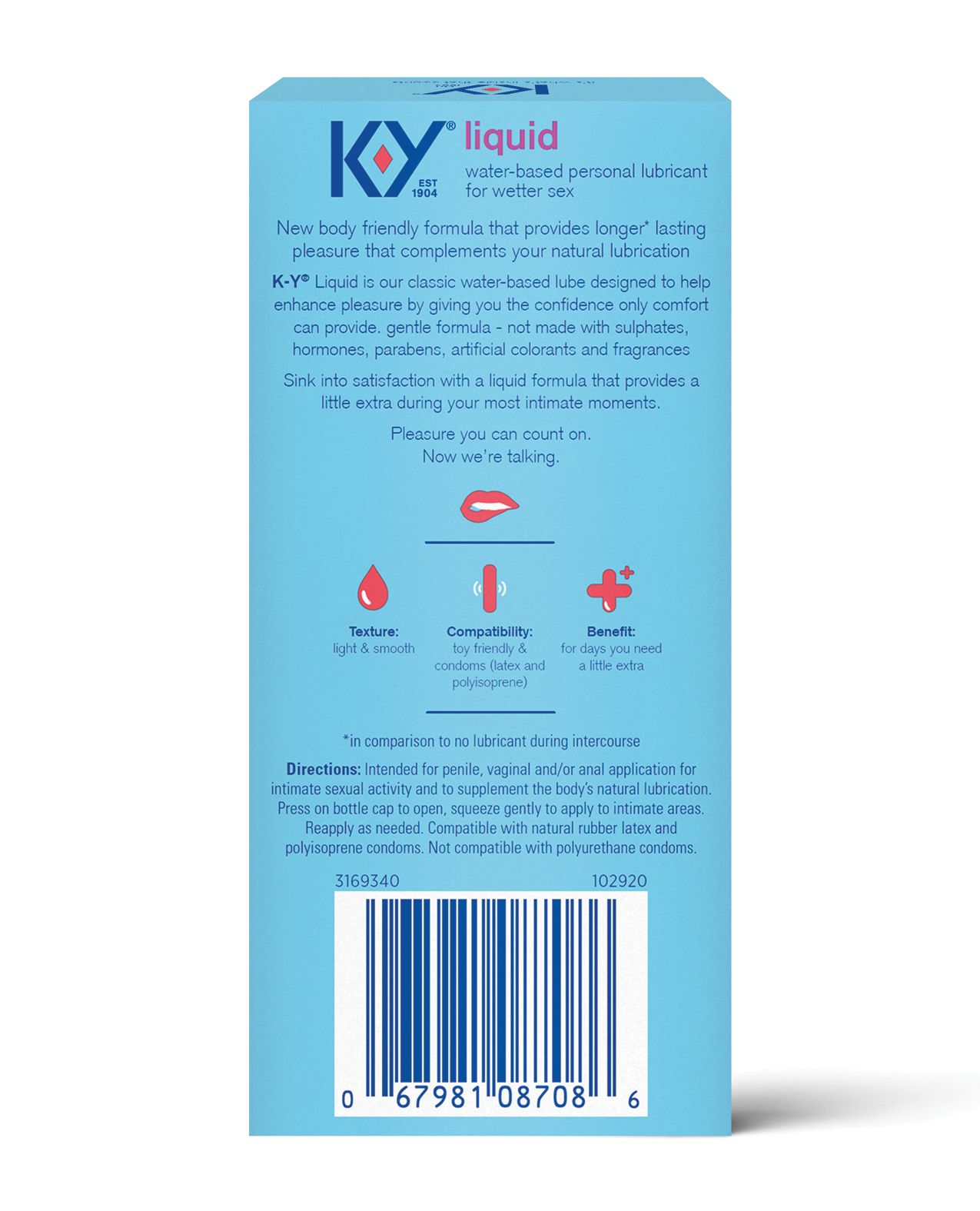 K-Y Natural Feeling Liquid 2.4fl. oz bottle with a sleek design, showcasing its water-based lubricant for enhanced intimacy.