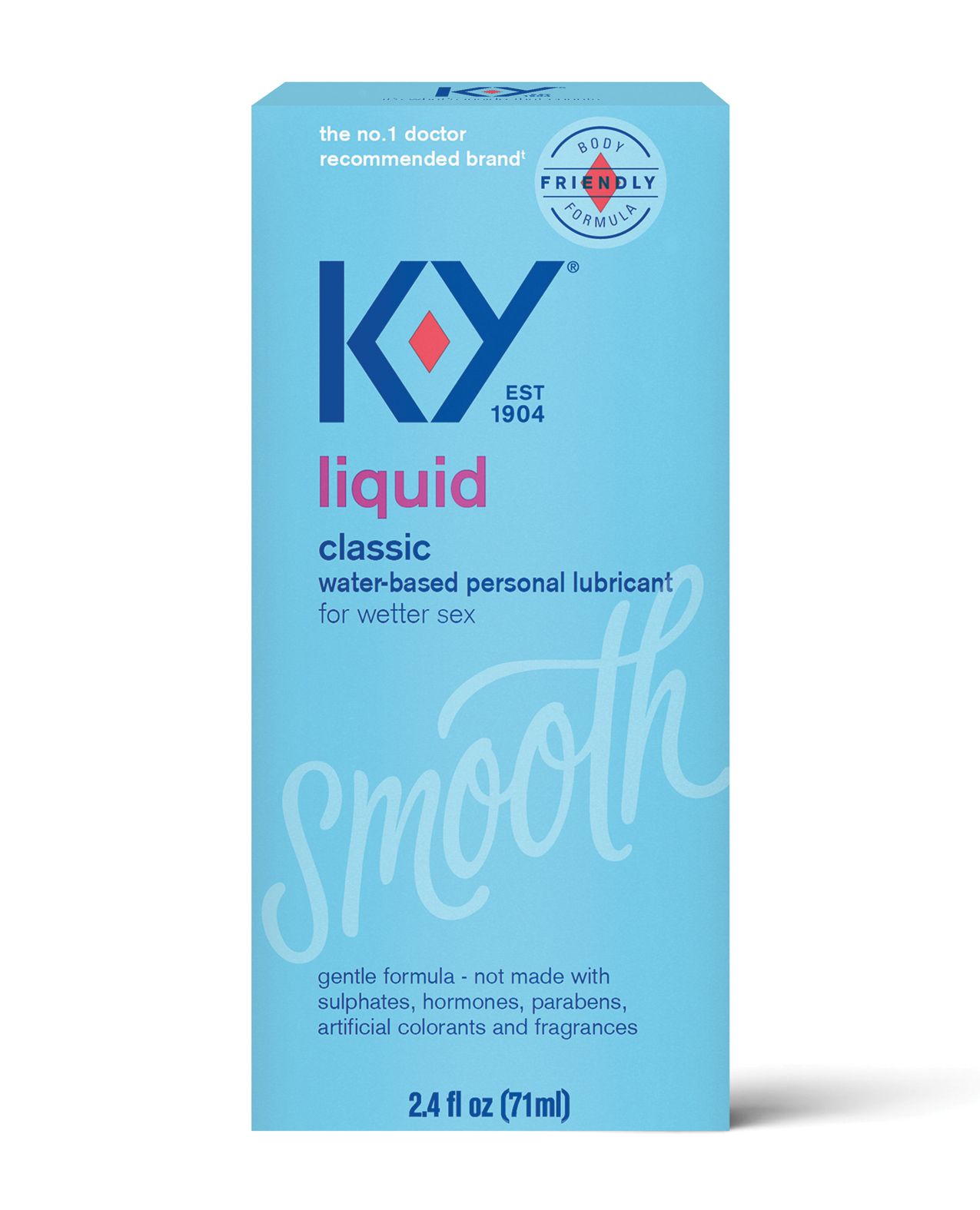 K-Y Natural Feeling Liquid 2.4fl. oz bottle with a sleek design, showcasing its water-based lubricant for enhanced intimacy.