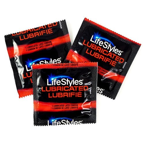 LifeStyles Lubricated Lubrifie condoms in a clear packaging, showcasing their smooth texture and water-based lubricant for enhanced comfort.