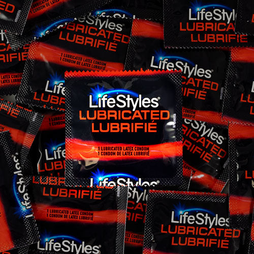 LifeStyles Lubricated Lubrifie condoms in a clear packaging, showcasing their smooth texture and water-based lubricant for enhanced comfort.