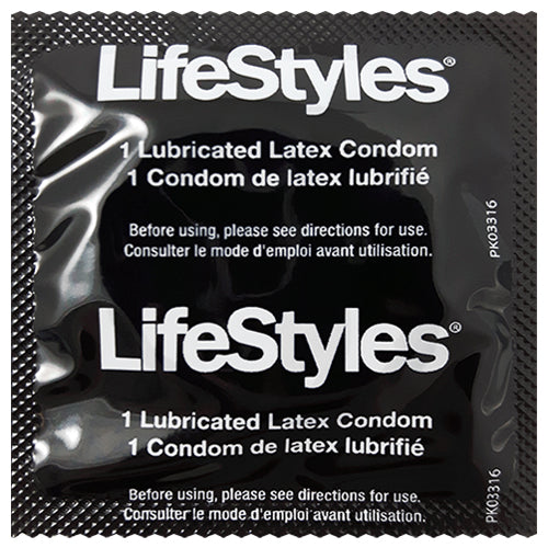 LifeStyles Tuxedo black latex condoms with a sleek design and lubricated surface for enhanced pleasure.