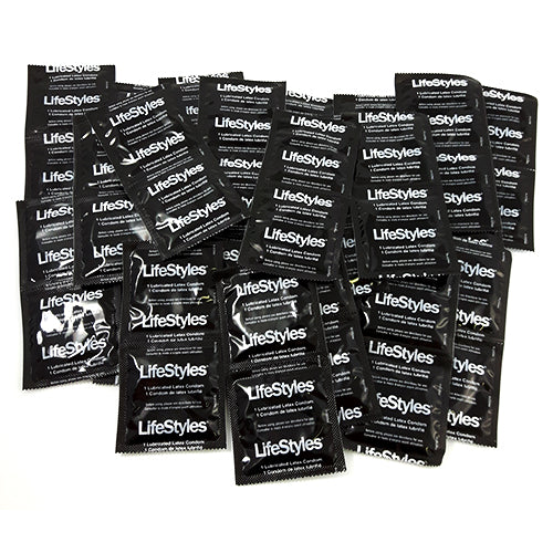 LifeStyles Tuxedo black latex condoms with a sleek design and lubricated surface for enhanced pleasure.