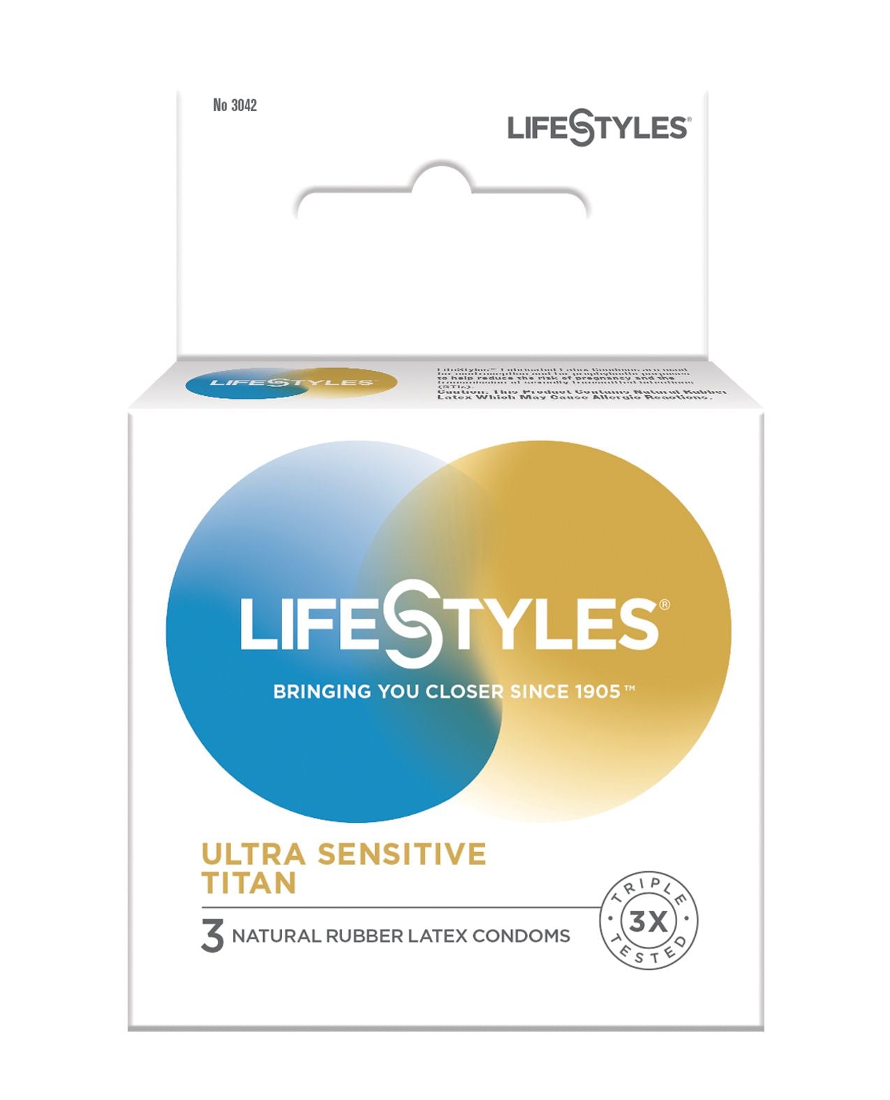 LifeStyles Ultra Sensitive Titan Box 3 condoms, featuring a sleek design and packaging, ideal for enhanced intimacy.