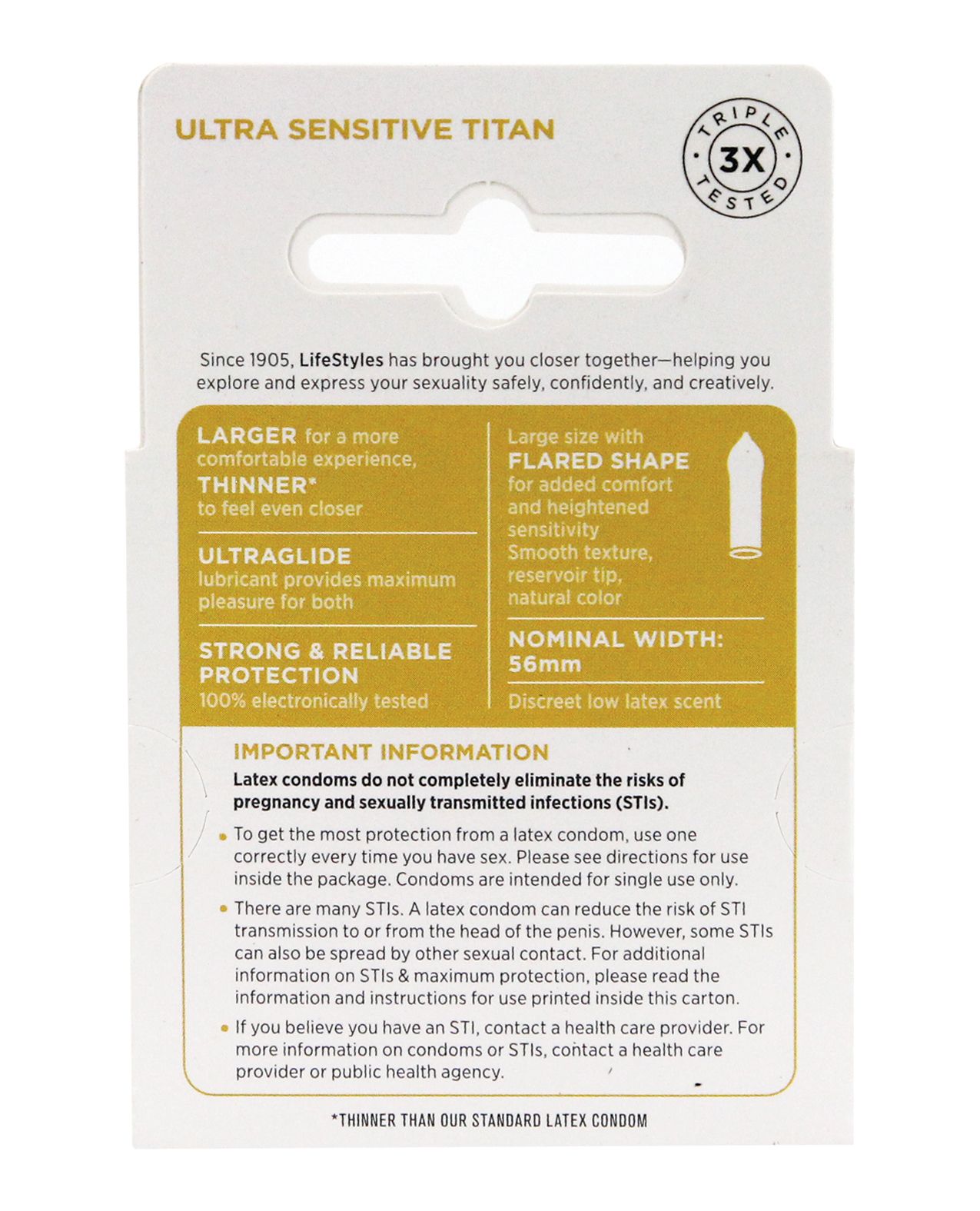 LifeStyles Ultra Sensitive Titan Box 3 condoms, featuring a sleek design and packaging, ideal for enhanced intimacy.