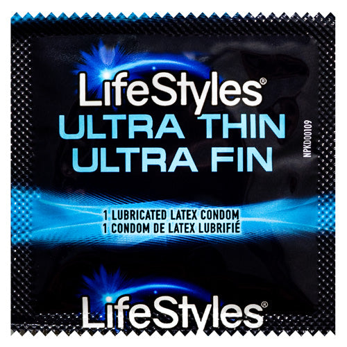 LifeStyles Ultra Thin condoms in a sleek packaging, showcasing their ultra-thin design and lubricated surface for enhanced pleasure.