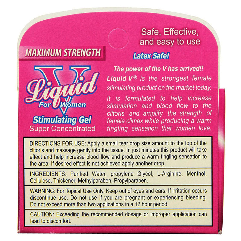 Liquid V Female Stimulating Gel packaging featuring three 3.3 ml tubes designed for enhancing female pleasure and stimulation.