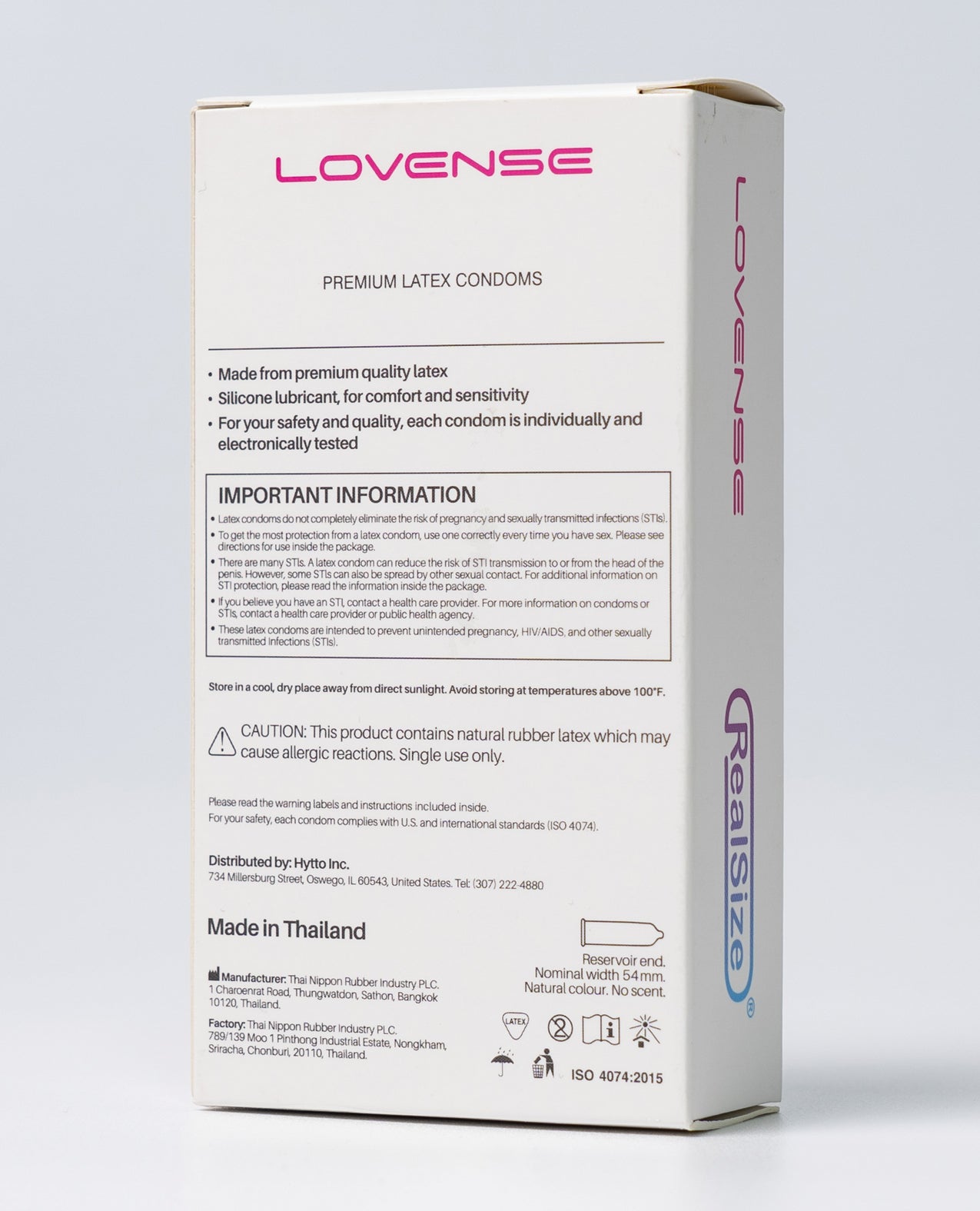 Lovense RealSize 49mm BX12 condoms in packaging, showcasing premium quality latex and smooth texture.