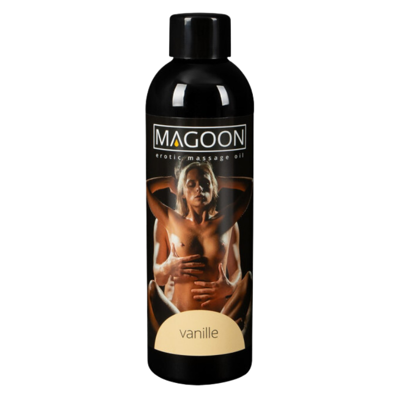 Magoon Erotic Massage Oil Vanille bottle with a sweet vanilla fragrance, perfect for romantic massages.