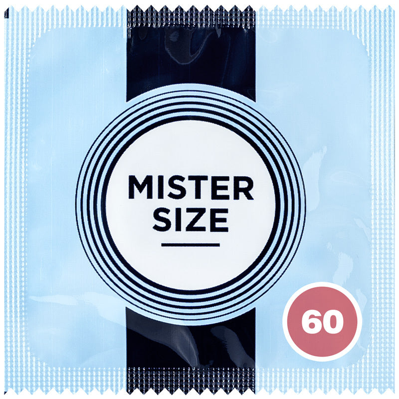 Mister Size 60mm condom package showcasing its wider design for comfort and sensitivity.