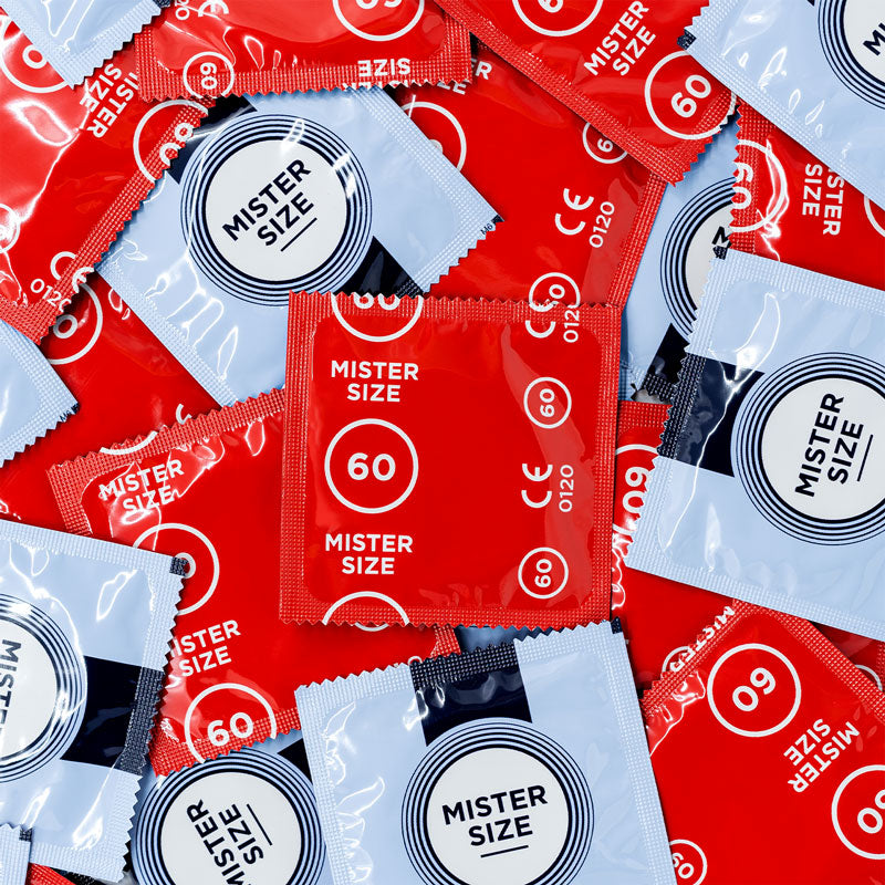 Mister Size 60mm condom package showcasing its wider design for comfort and sensitivity.