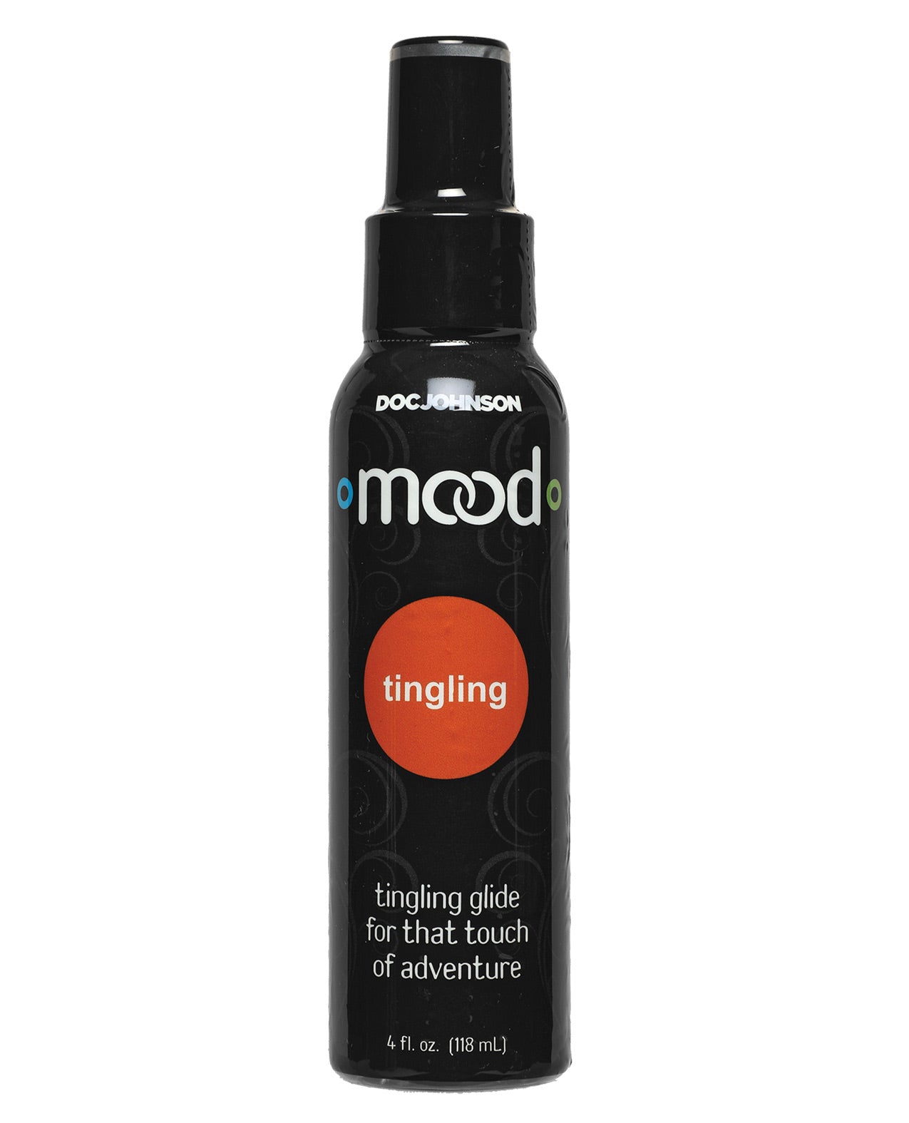 A 4 fl oz bottle of Mood Lube Tingling, featuring a sleek design and vibrant label, perfect for enhancing intimate moments.