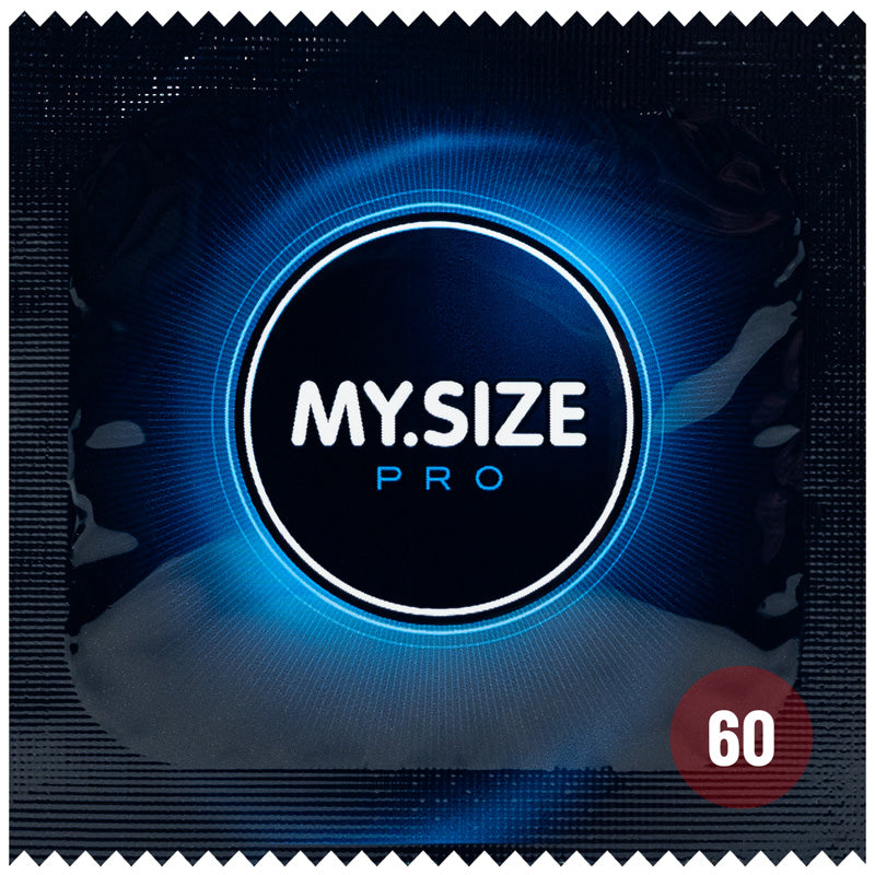 MY.SIZE PRO 60mm Box 80 condoms, transparent natural rubber latex, designed for a comfortable and wider fit.