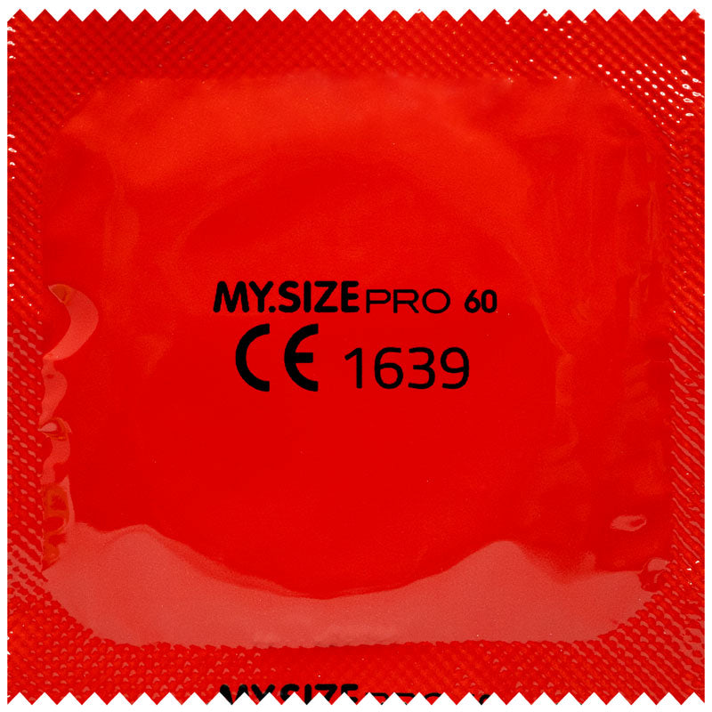 MY.SIZE PRO 60mm Box 80 condoms, transparent natural rubber latex, designed for a comfortable and wider fit.