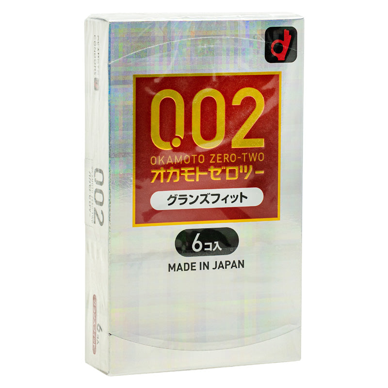 Okamoto 0.02 Zero-Two Grand Fit Box of condoms, showcasing eco-friendly polyurethane material and ultra-thin design for enhanced pleasure.