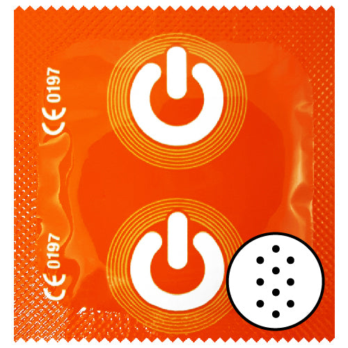 ON Stimulation dotted latex condoms in packaging, showcasing their unique texture and design for enhanced pleasure.