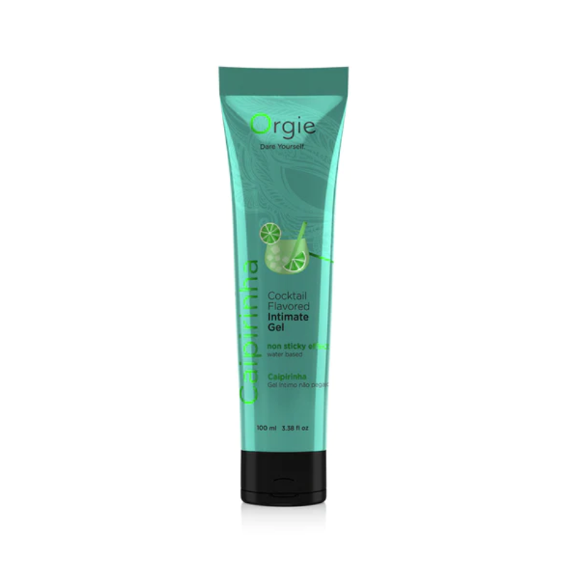 Orgie Lube Tube Cocktail Caipirinha flavor, a water-based intimate gel in a sleek tube, designed for enhancing oral sex experiences.