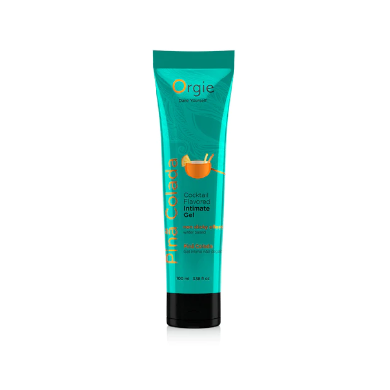 Orgie Lube Tube Cocktail Pina Colada flavored lubricant in a sleek tube, perfect for enhancing intimate moments with a tropical flavor.