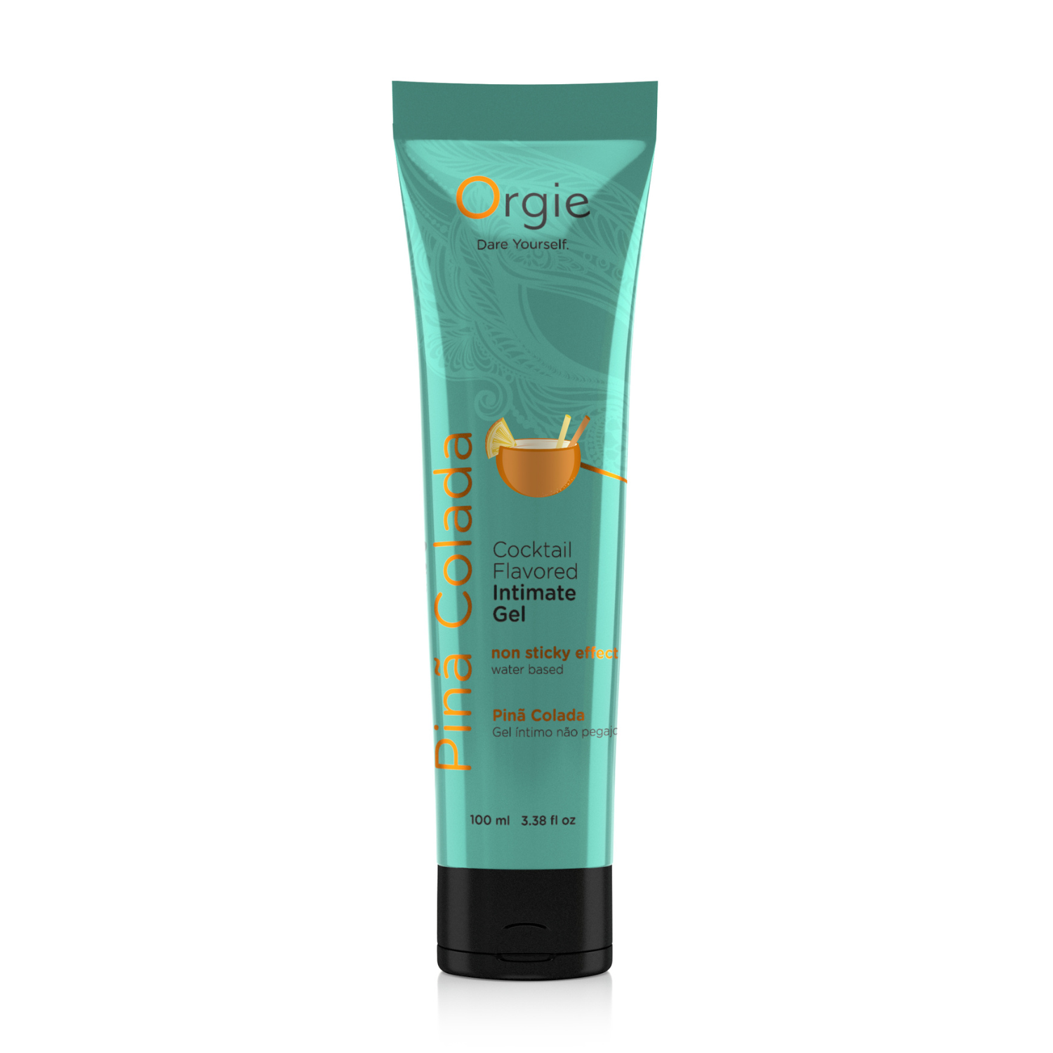 Orgie Lube Tube Cocktail Pina Colada flavored lubricant in a sleek tube, perfect for enhancing intimate moments with a tropical flavor.