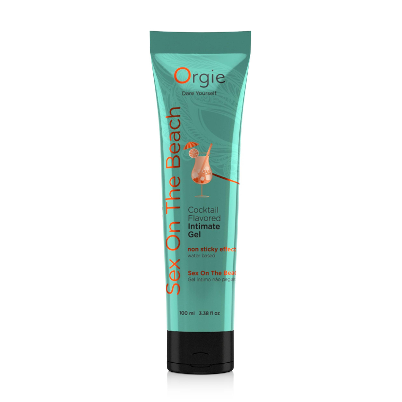 Orgie Lube Tube Cocktail in Sex on the Beach flavor, a water-based lubricant designed for enhanced intimacy and pleasure.