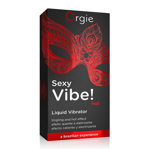 Orgie Sexy Vibe Hot Gel 15ml with strawberry flavor, designed for enhancing intimacy and pleasure.