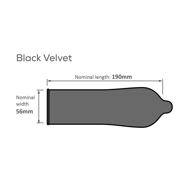 Pasante Black Velvet condoms in a sleek black packaging, showcasing their elegant design and high-quality natural rubber latex material.