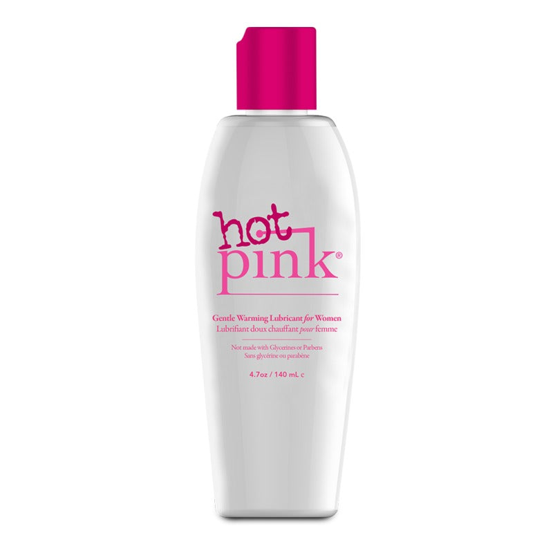 Hot PINK warming product in a sleek bottle, designed for enhancing intimate moments with a gentle, natural warmth.