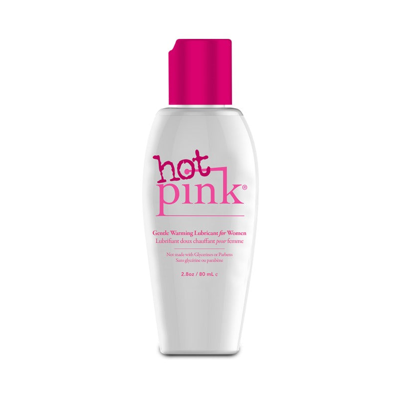 Hot PINK warming product in a sleek bottle, designed for enhancing intimate moments with a gentle, natural warmth.