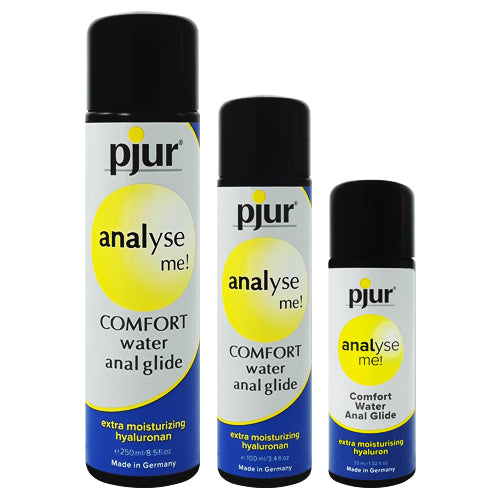 pjur Analyse Me Comfort water-based lubricant bottle with a sleek design, ideal for anal play.