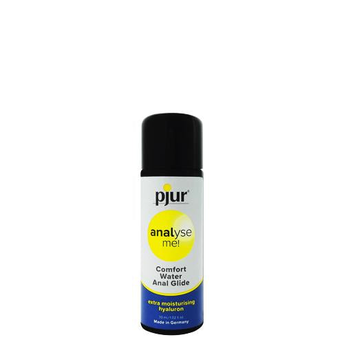 pjur Analyse Me Comfort water-based lubricant bottle with a sleek design, ideal for anal play.