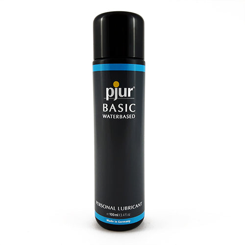 pjur Basic Water Based 100ml lubricant bottle with a sleek design, showcasing its water-based formula for enhanced intimacy.