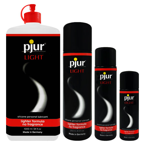 pjur Light silicone lubricant bottle with a sleek design, ideal for massages and intimate use, showcasing its quality and effectiveness.