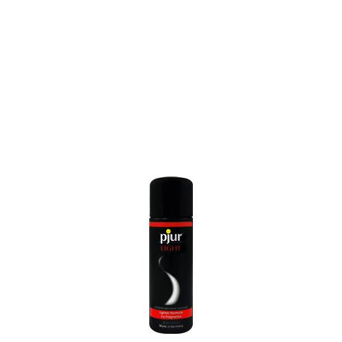 pjur Light silicone lubricant bottle with a sleek design, ideal for massages and intimate use, showcasing its quality and effectiveness.