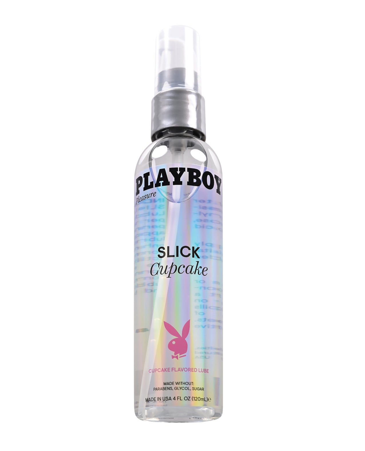 Playboy Pleasure Slick Lubricant Cupcake in a sleek bottle with a cupcake design, showcasing its delicious vanilla flavor.