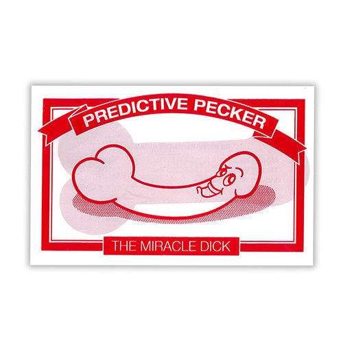 A playful red penis-shaped teller for the Predictive Pecker game, designed for couples to explore their sexual fate with humor.