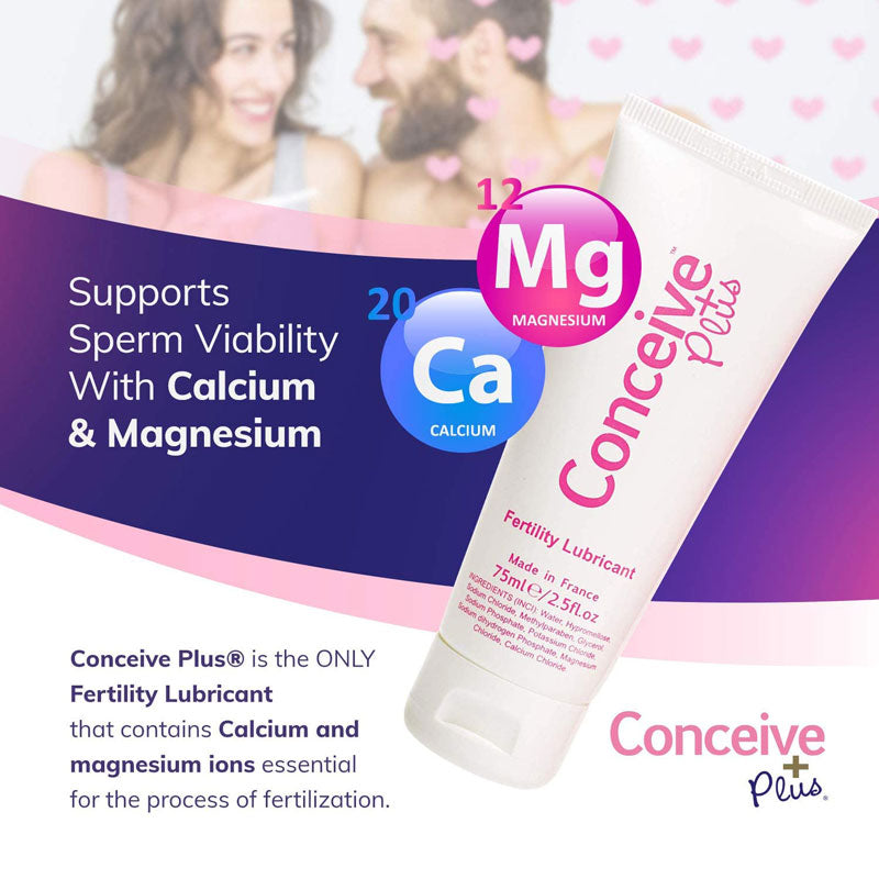 Sasmar Conceive Plus Fertility Lubricant 75ml bottle with a sleek design, showcasing its pH balanced formula for couples trying to conceive.