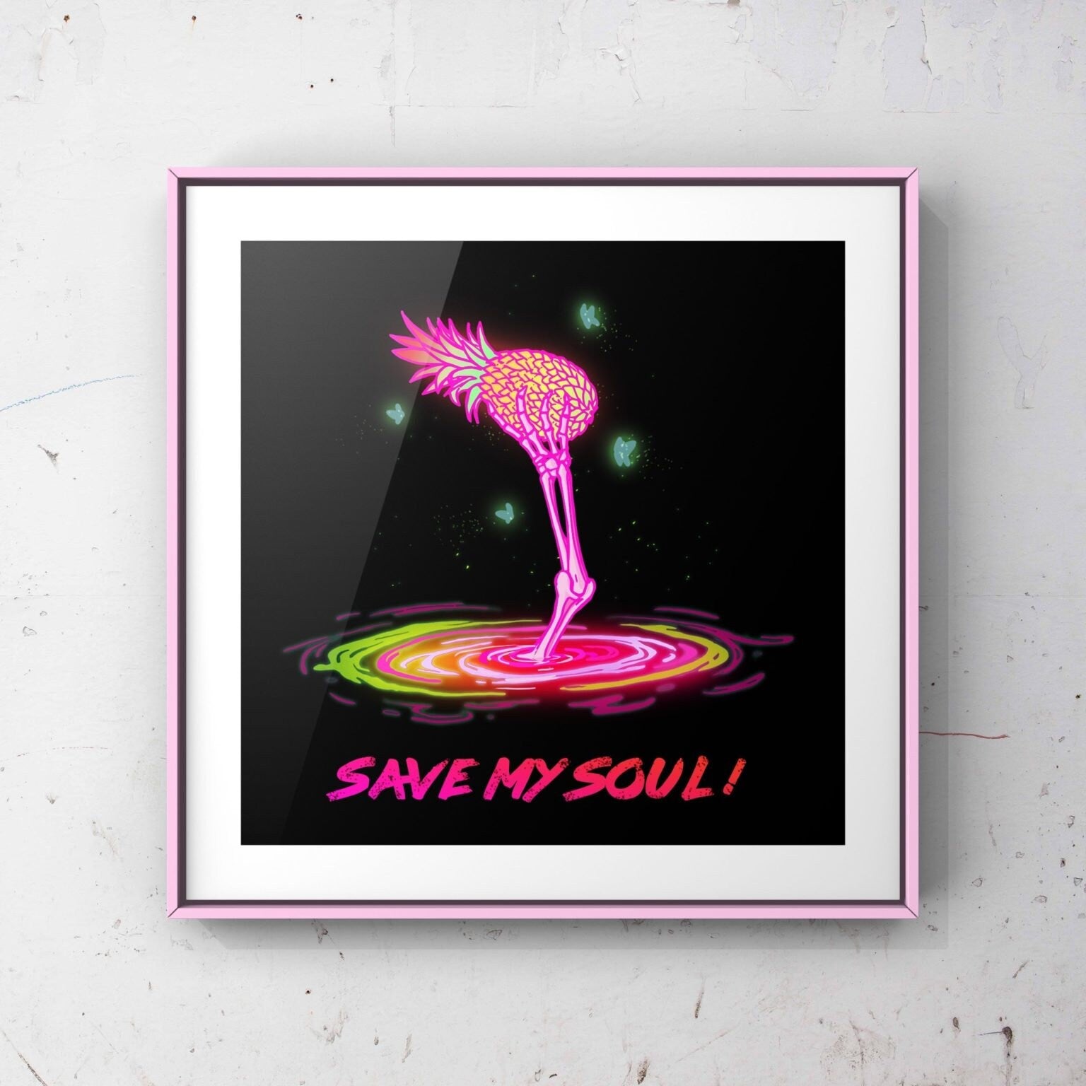 Art print titled 'Save my Soul' by Marta Zubieta, featuring vibrant colors and intricate details, perfect for wall decoration.