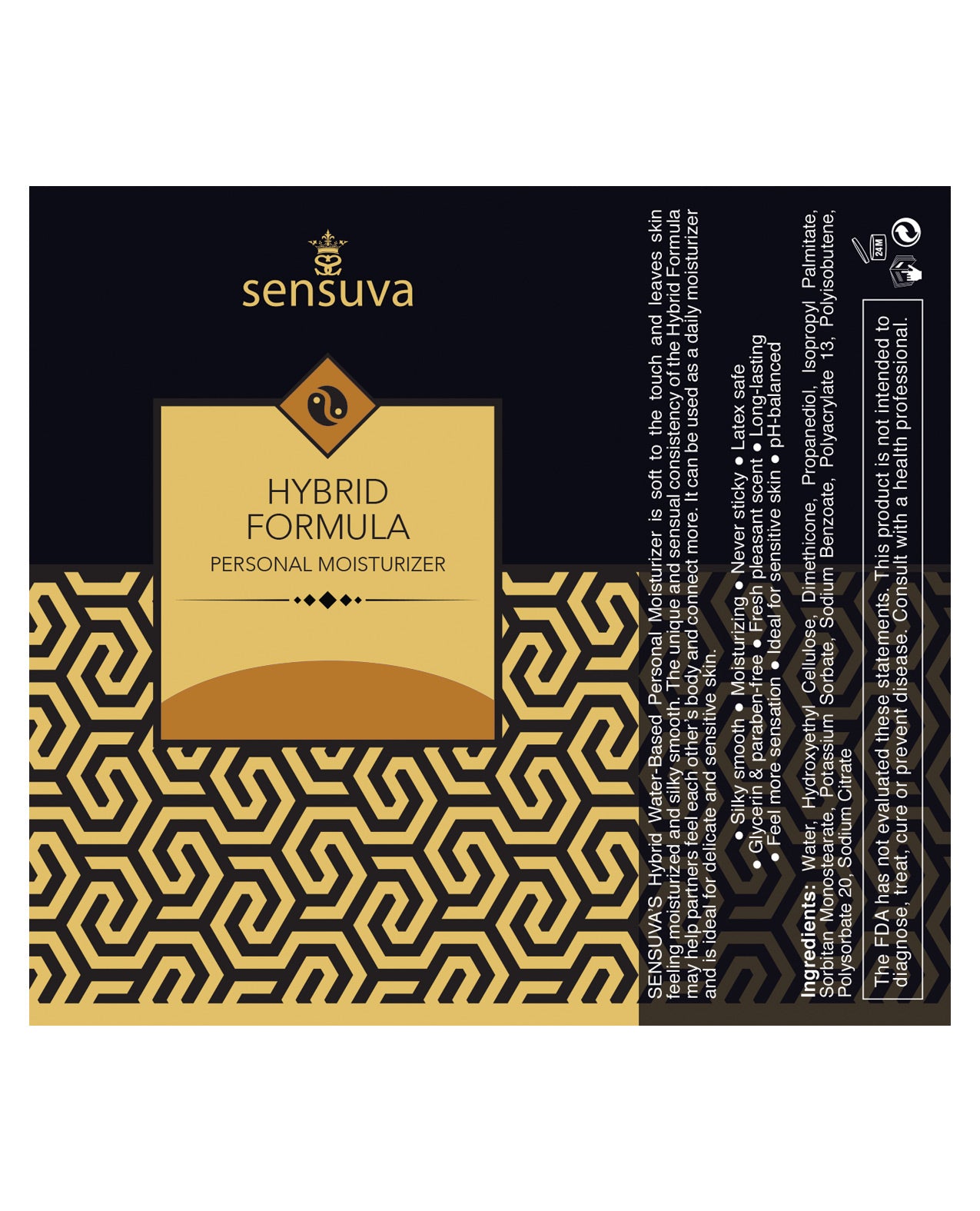 Sensuva HYBRID Moisturizer Salted Caramel bottle with a sleek design, showcasing its luxurious texture and enticing scent.