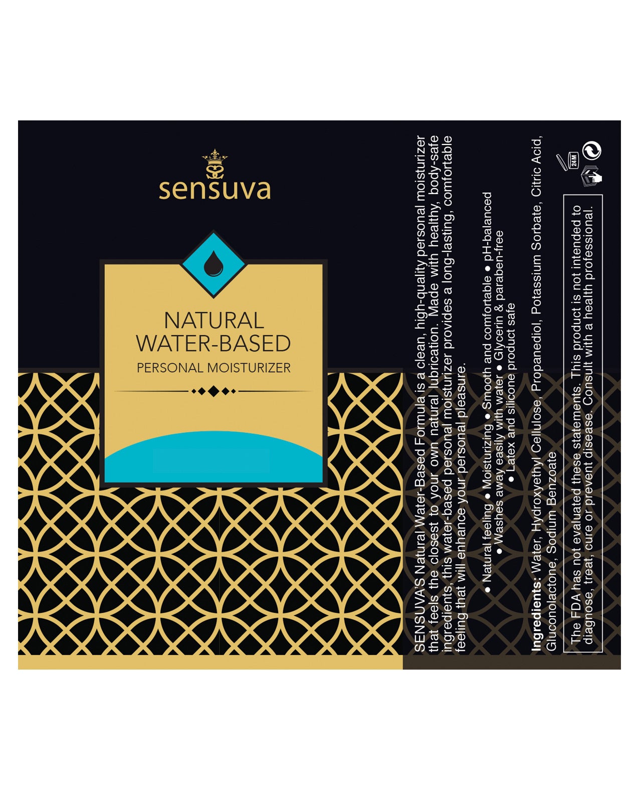 Sensuva Natural Water Based Moisturizer Unscented bottle with a clean design, showcasing its premium quality and body-safe ingredients.