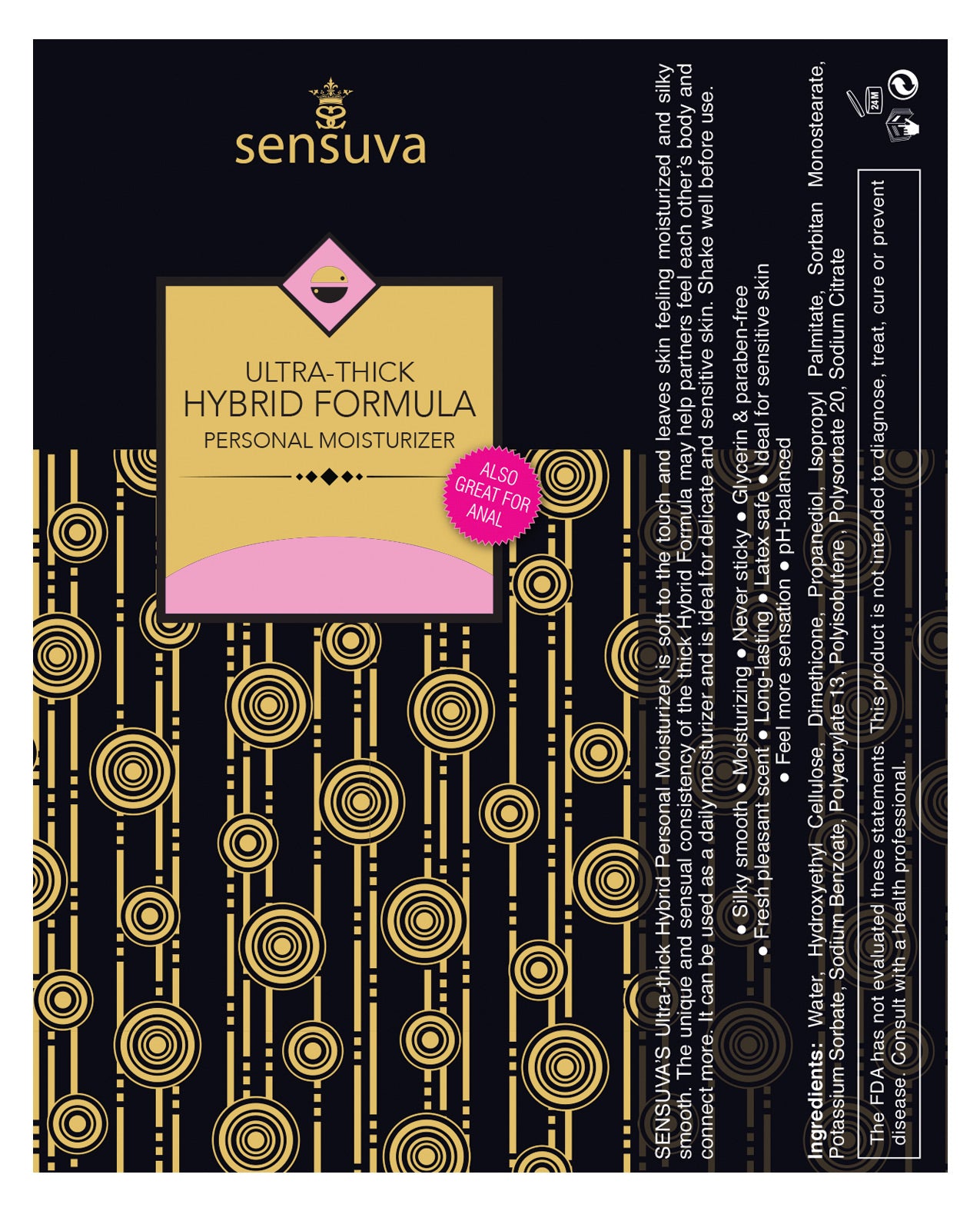 Sensuva ULTRA THICK Hybrid Personal Moisturizer in cotton candy scent, showcasing its luxurious texture and playful packaging.