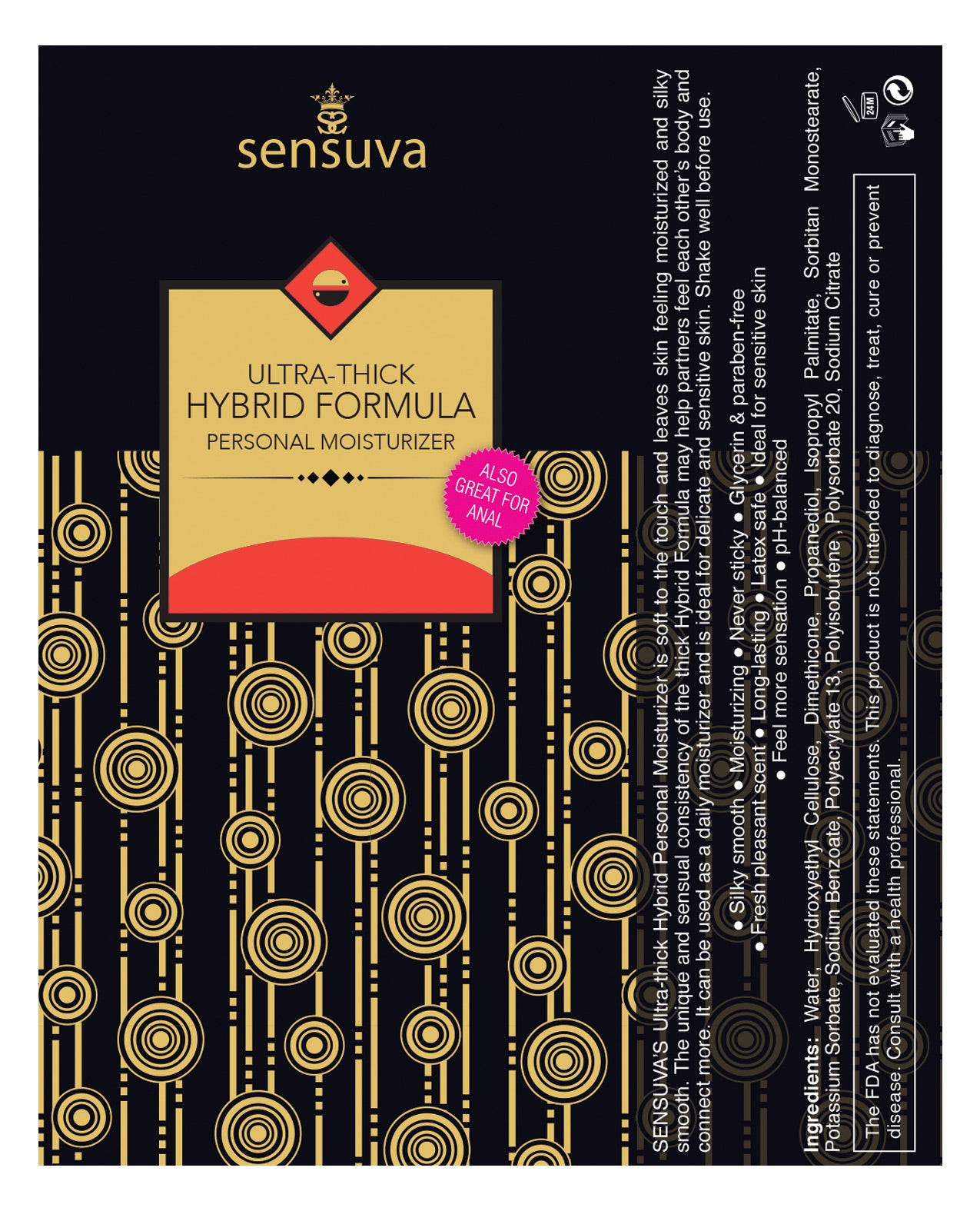 Sensuva Ultra Thick Hybrid Personal Moisturizer in strawberry scent, showcasing its luxurious packaging and texture.