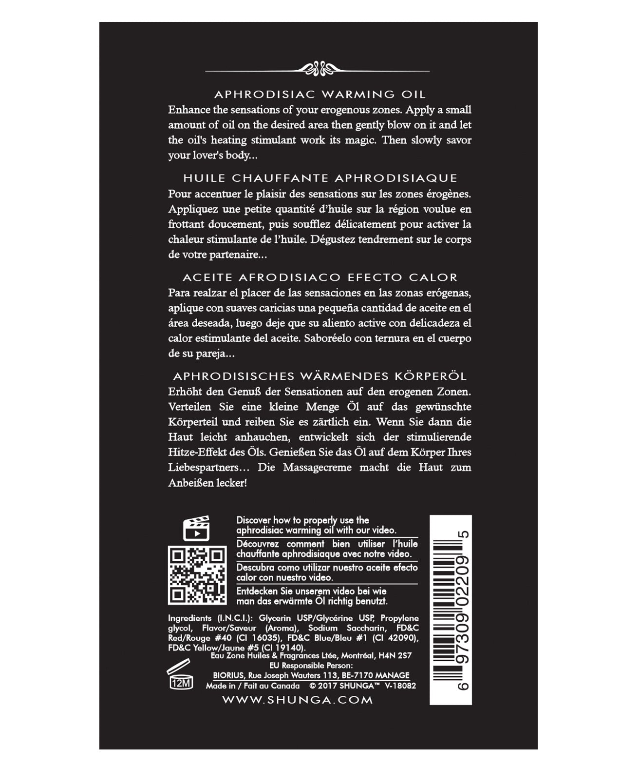 Shunga Warming Oil Intoxicating Chocolate 3.5 fl oz bottle with a rich chocolate design, perfect for enhancing intimate moments.