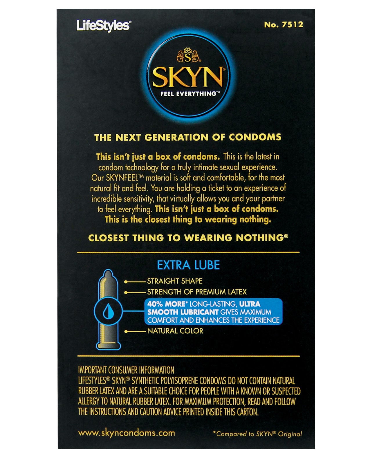 SKYN Extra Lubricated Box of 12 condoms, featuring a sleek design and packaging, showcasing the non-latex polyisoprene material.